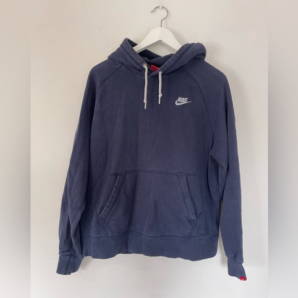 Nike Other - Nike Sportswear Club Overhead Hoodie Swoosh Embroidered Gym Y2k Navy Large Basic